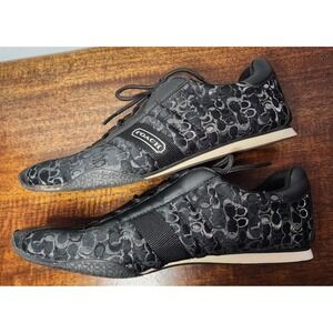 Coach Kirby Signature Shoes Black Gray Athletic Lace Up Sneaker Womens Size 9M